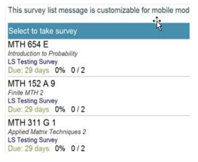 PSmobile survey list